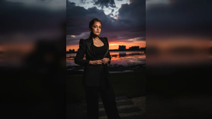 Sheena Chohan Commands Attention in Bold Pantsuit at Florida Sunset Shoot
